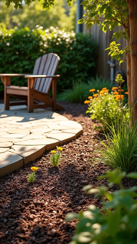 mulch and wood border
