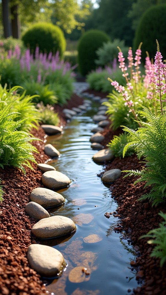 mulch color enhances water features