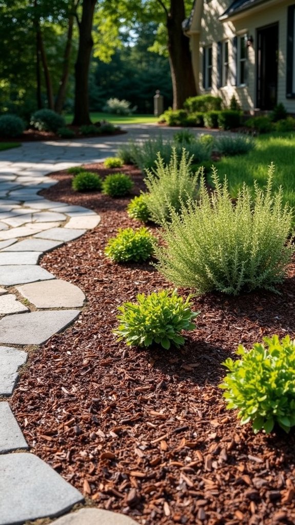 mulch edging enhances flower beds