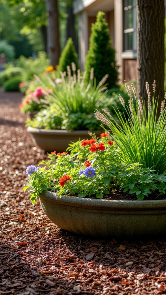 mulch enhances container gardens