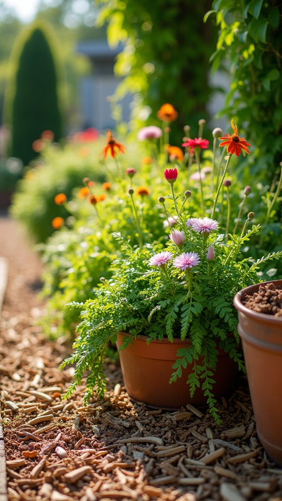 mulch enhances container gardens