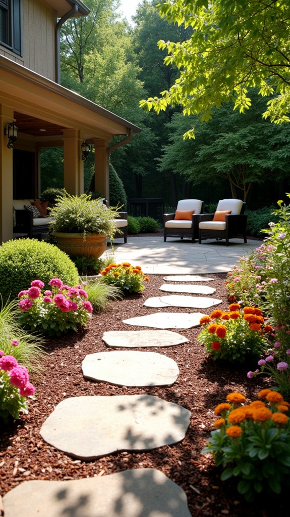 mulch enhances flower beds