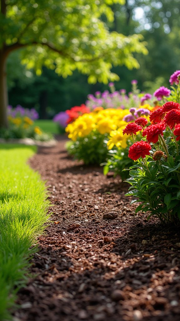 mulch enhances flower borders