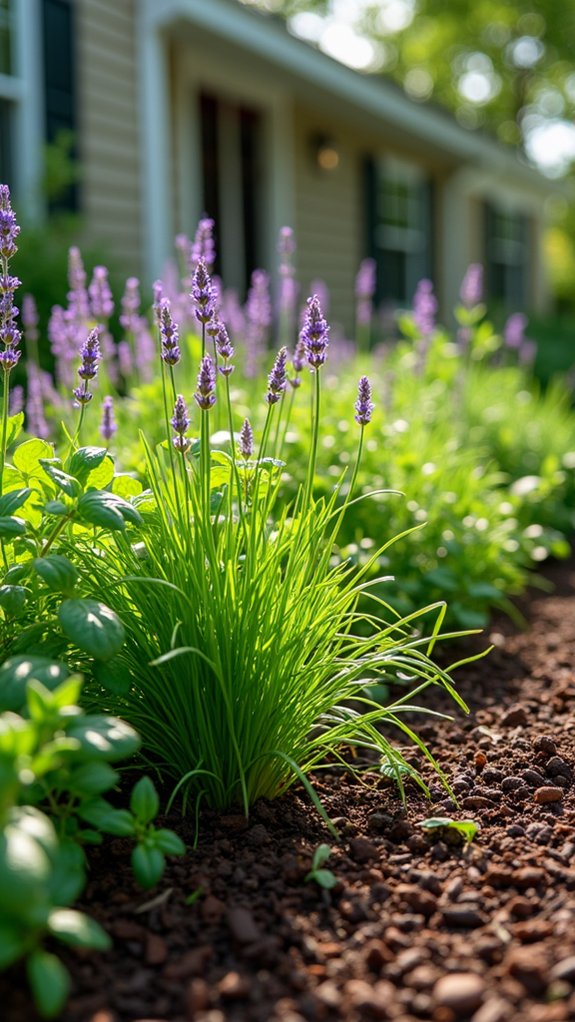 mulch enhances herb garden