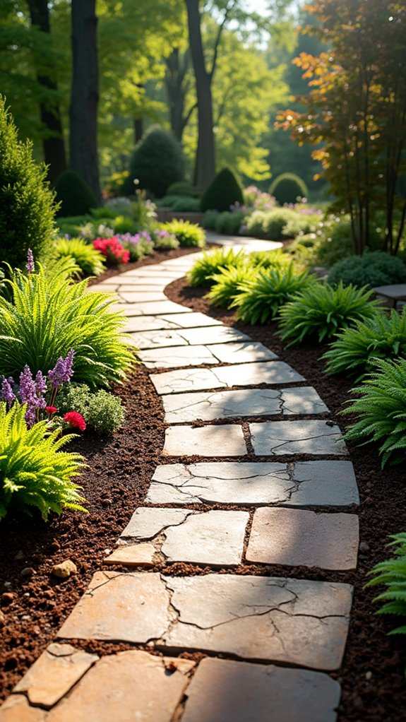 mulch enhances paver contrast