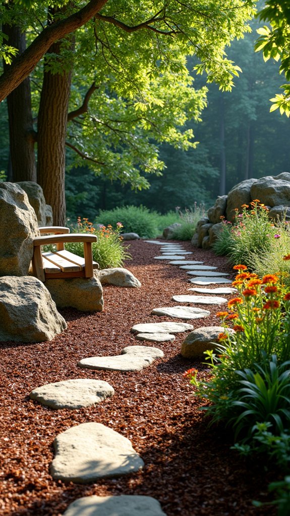 mulch enhances rock beauty
