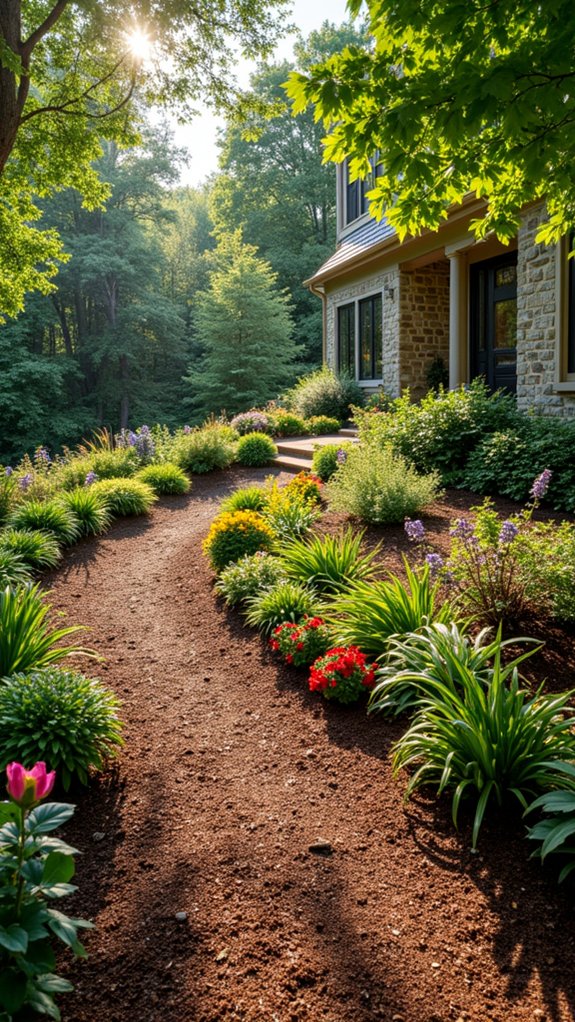 mulch enhances sloped gardens