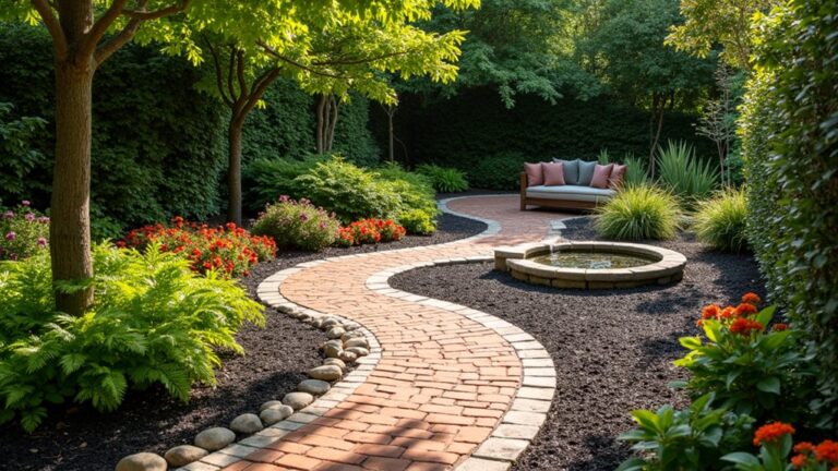 mulch landscaping with pavers
