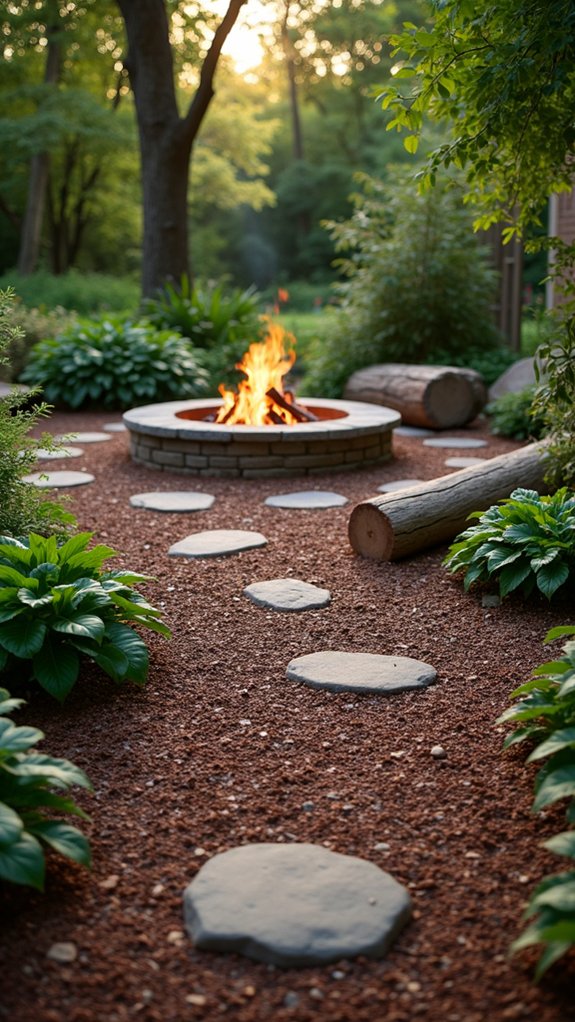mulch path to fire pit
