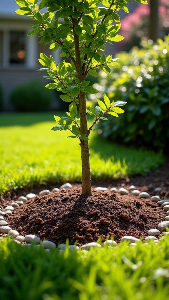 mulch ring enhances landscaping