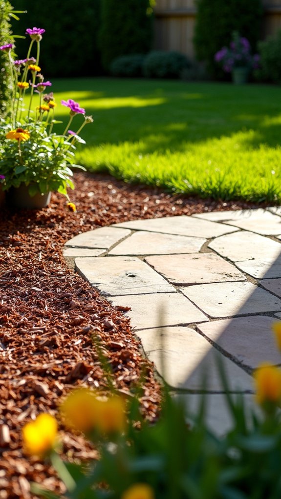 mulched border for patios