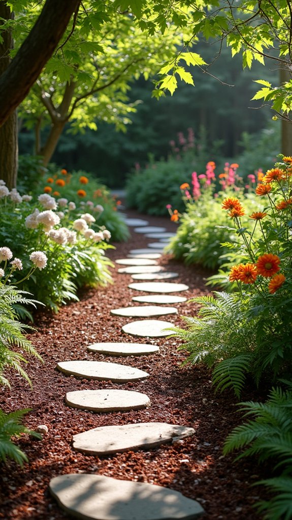 mulched pathway enhances garden aesthetics