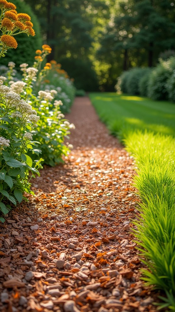 multicolored bark pathways enhance