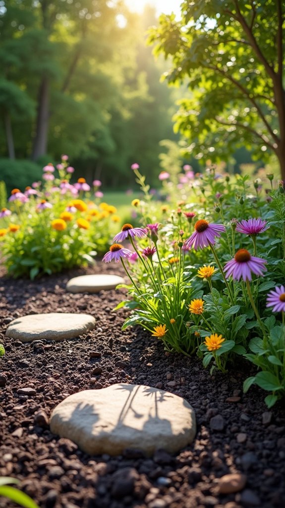 native plants and mulch