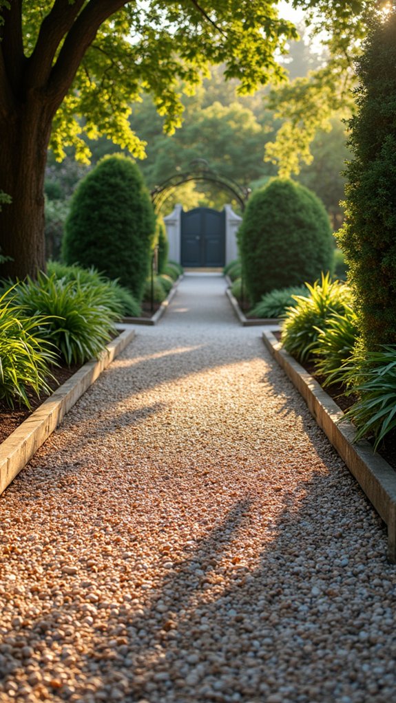 natural driveway with borders