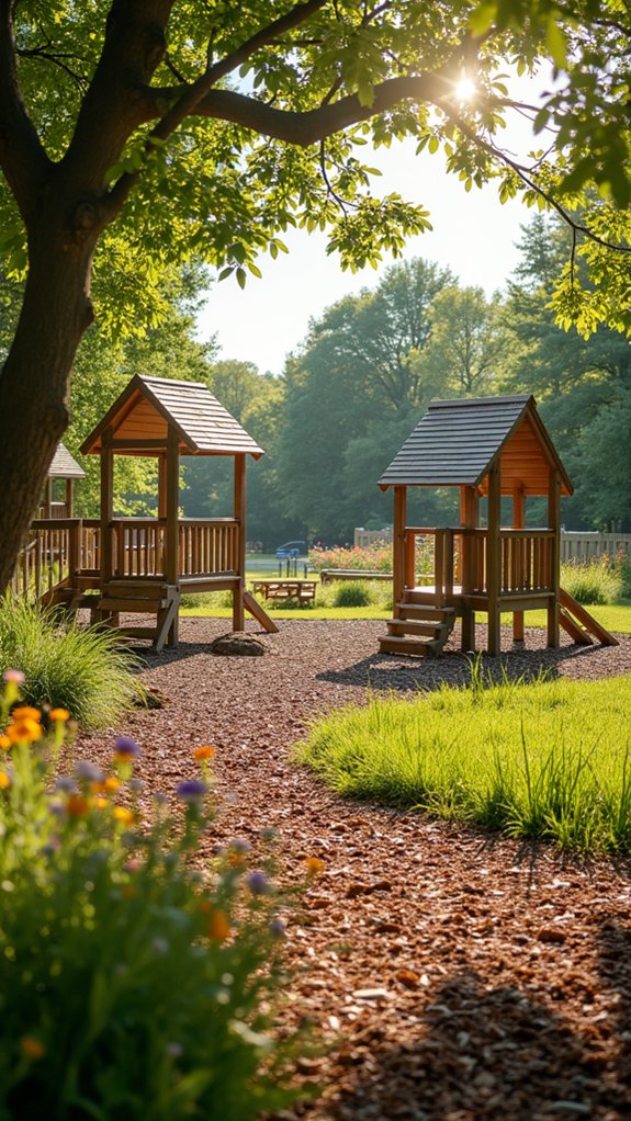 natural playground with bark mulch