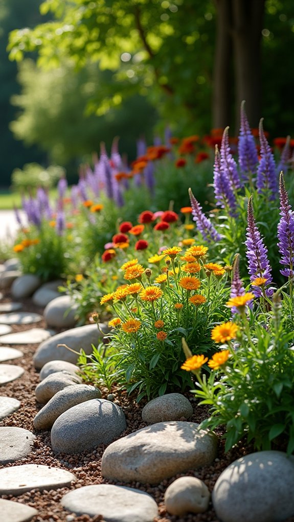 natural stone flower border