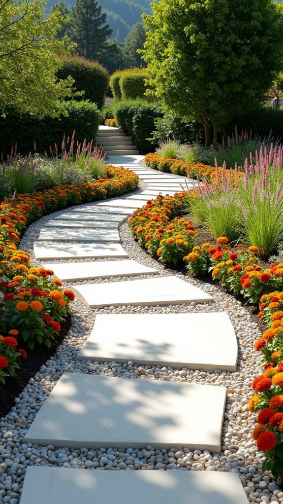 pebble accents for flower beds