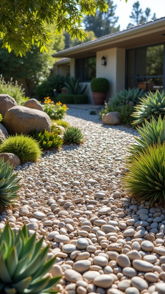 pebbles enhance garden aesthetics