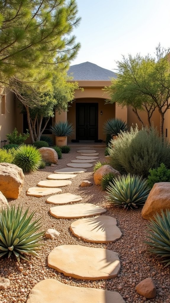 pebbles enhance garden borders