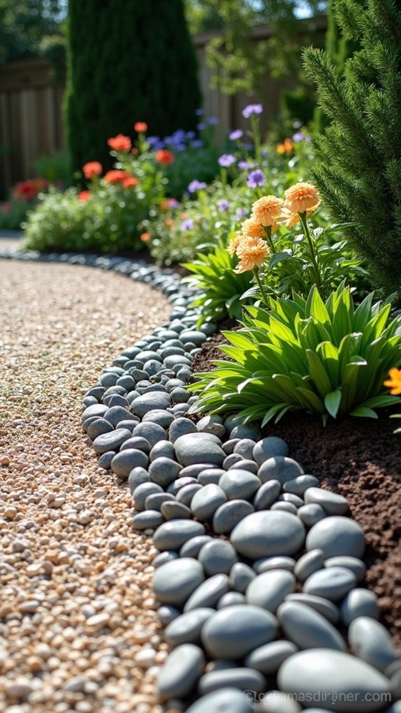 pebbles enhance raised beds