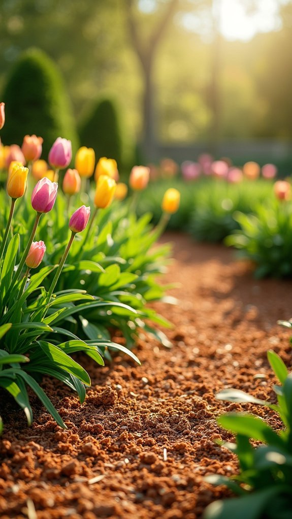 polished garden with sawdust