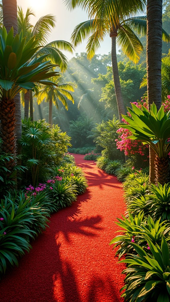 red mulch enhances tropical landscapes