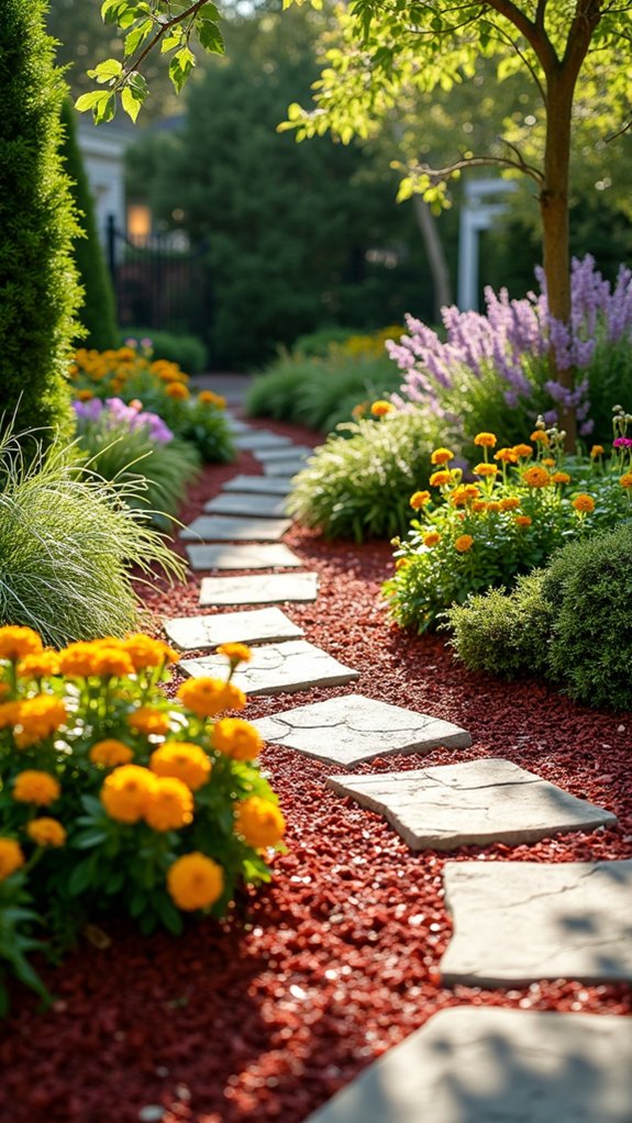 red mulch flower bed benefits