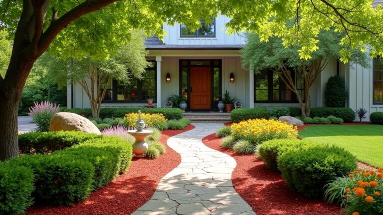 red mulch front yard ideas