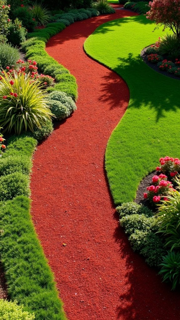 red mulch walkway accents