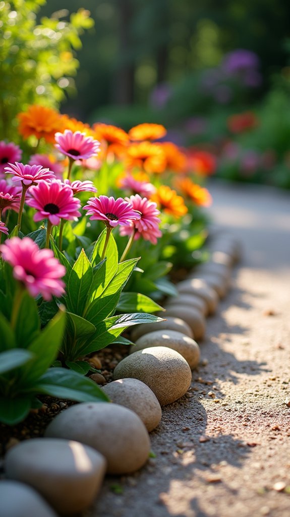 river rock garden edging