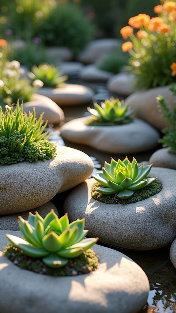 river rock plant containers