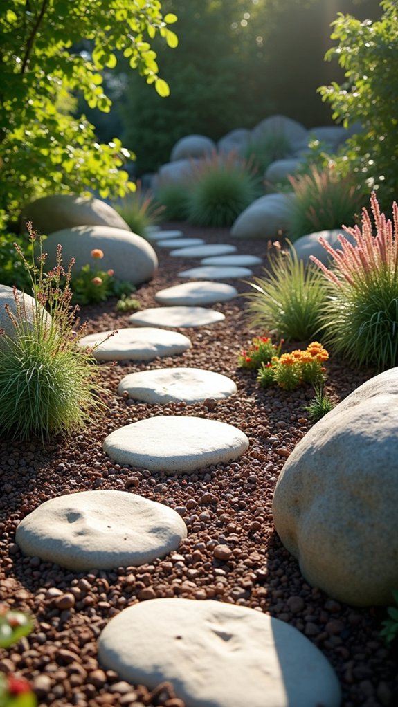 river stones rock garden