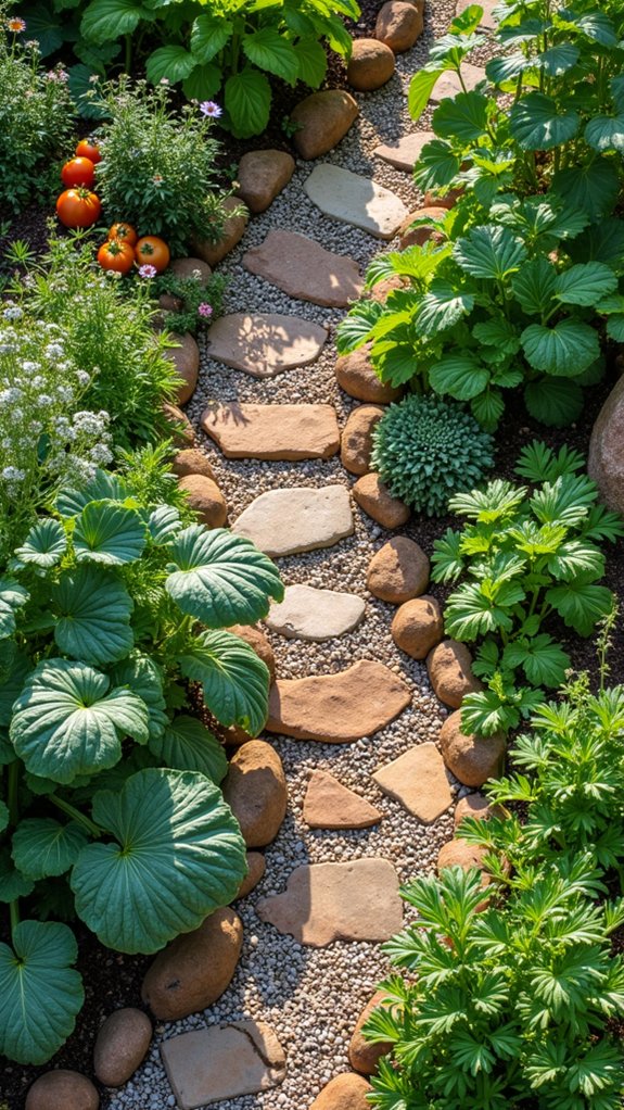 rock based vegetable garden design