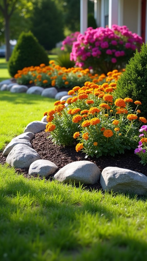rock border for flower beds
