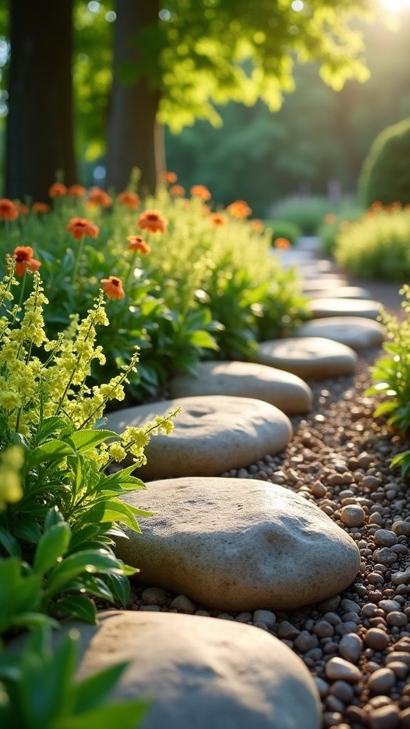 rock borders enhance gardens