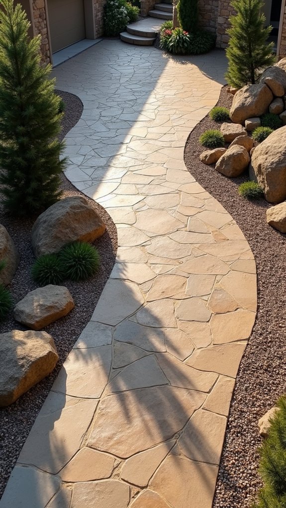 rock covered low maintenance driveway