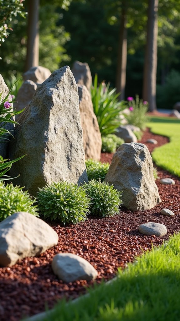 rock formations with mulch