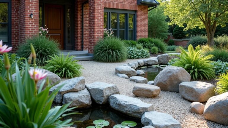 rock landscaping for brick homes