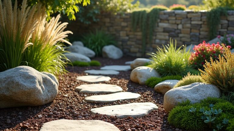 rock landscaping with mulch