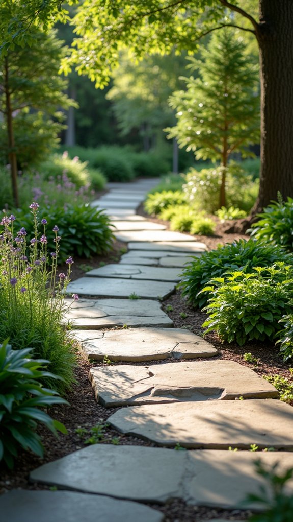 rock pathway enhances garden