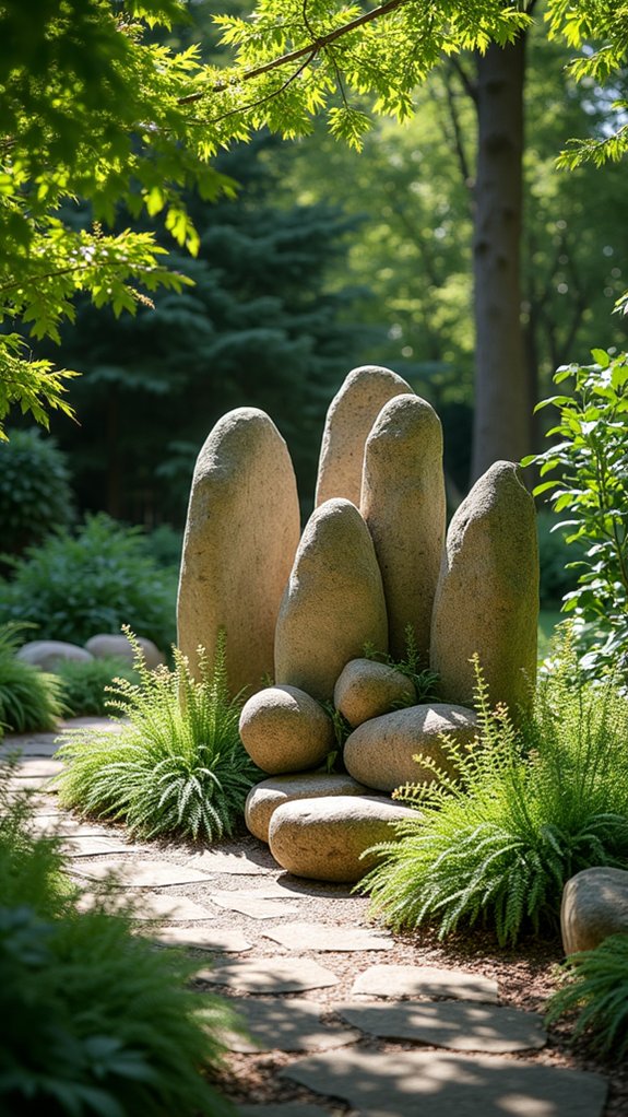 rock sculptures enhance gardens