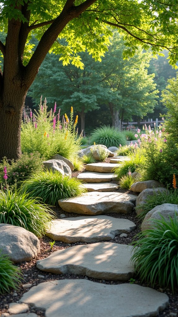 rocks and native plants