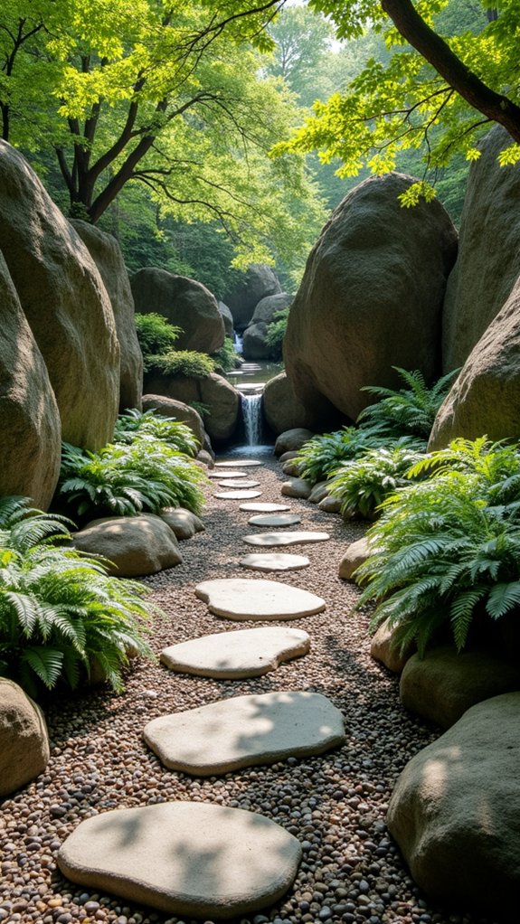 rocks defining garden spaces