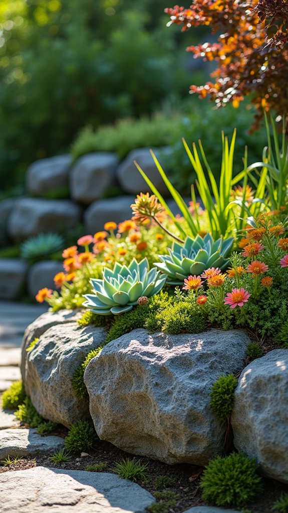 rocks enhance raised garden beds
