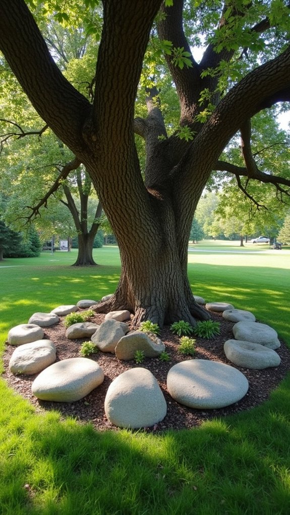rocks enhance tree aesthetics