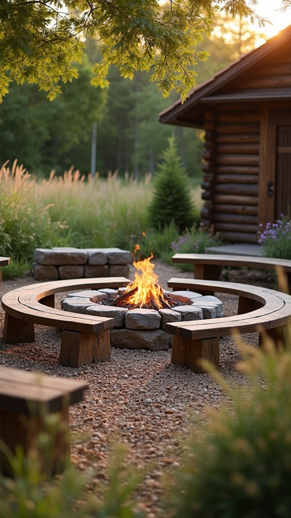 rustic fire pit seating