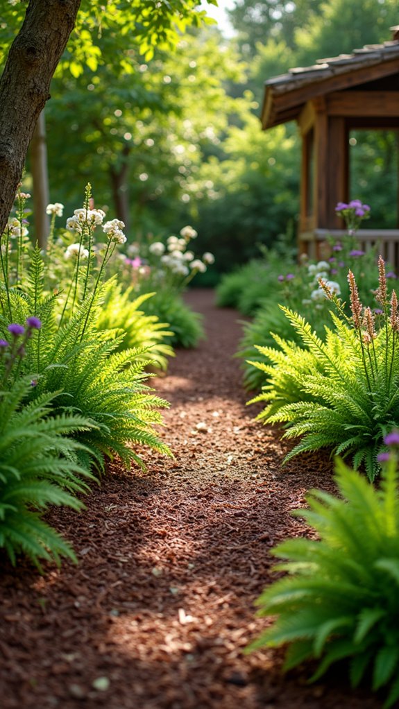 rustic garden with mulch