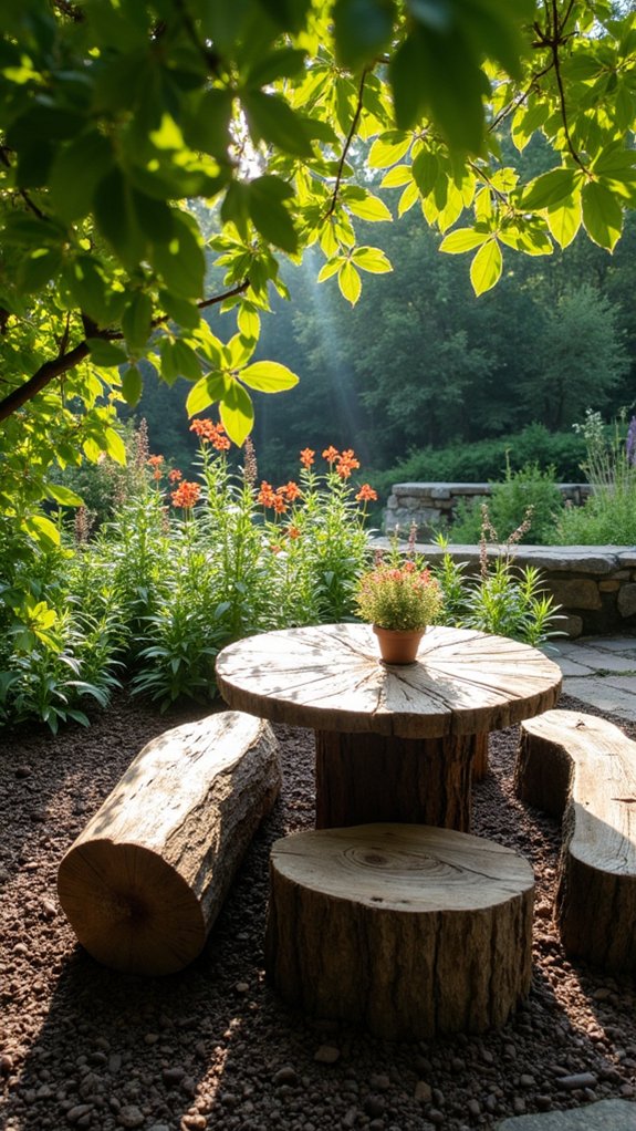 rustic logs for natural seating