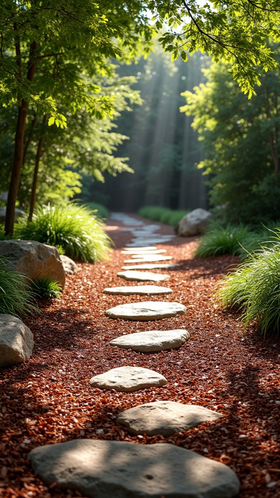 rustic mulch and stones